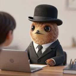 a strange anthropomorphic platypus creature wearing a suit and bowler hat going to job interview | unreal engine:.7