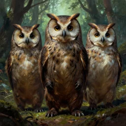 three quarter portrait of an owlbear in the forest, d & d, fantasy, frank frazetta,
