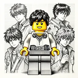 lego character, pen and ink, intricate line drawings, by craig mullins, ruan jia, kentaro miura, takehiko inoue, greg rutkowski