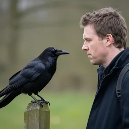 raven faced man