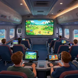 inside a large passenger spaceship, on the entertainment deck, from a point and click 2 d graphic adventure game, art inspired by [ [ thomas kinkade ] ] and mark keathley and greg rutkowski