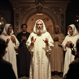 7 0 s film still from a horror movie about a religious cult, kodachrome, cinecolor, cinestill, film grain, film texture, retro, cinematic, high resolution, photorealism,
