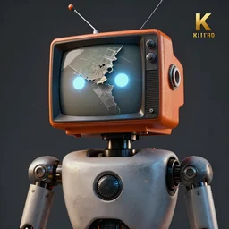 a robot with a broken old tv head, concept art, matte painting, trending artstation, octane render, cinematic lightning, 8 k