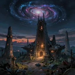 urbex by carlo stanga, at night galactic at dusk atlantis studio ghibli, archdaily, wallpaper, highly detailed, trending on artstation.