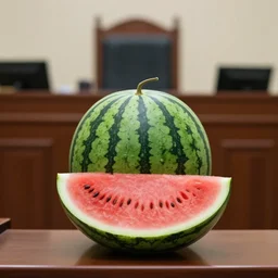 a still of a watermelon testifying in court