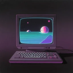 1 : 1 album artwork, technology sci - fi, 1 9 8 0's minimalistic, dark colours, gradients, analogue texture, desaturated colours, silly, neon synth wave, computer music, lo - fi, yoji shinkawa, japanese 1 9 8 0's album cover