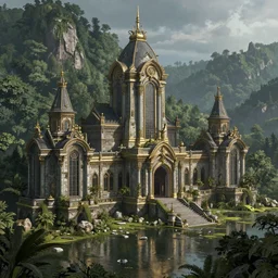 abandoned city on overgrown forest, fantasy, ornate, hyper realism, wet reflections, intricate, realistic, digital art, detailed, studio shot, unreal engine 5, octane, high definition, smooth, artstation, behance