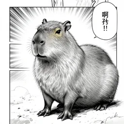 b & w manga about a capybara, manhwa