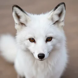 upper half portrait of a anthropomorphic female fox with short white fur covering her body in the style of zootopia, far shot, top down view