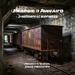 award winning photography of a well lit, abandoned mineshaft with a rusted minecart not moving on a train track.