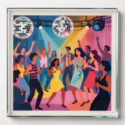 a transparent glass portrait of a wonderful disco party filled with great music and lovely memories of a night we will never forget, risograph by ernie barnes, moebius and edward hopper, colorful flat surreal design, super detailed, fullshot, xray hd, 8 k, artstation