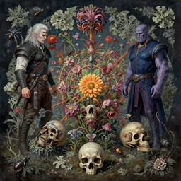 the platonic ideal of flowers, rotting, insects and praying of cletus kasady carnage thanos dementor doctor manhattan chtulu mandelbulb studio ghibli lichen mandala bioshock davinci the witcher, d & d, fantasy, ego death, decay, dmt, psilocybin, art by anders zorn and richard bergh