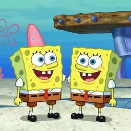 patrick fights against spongebob, very detailed