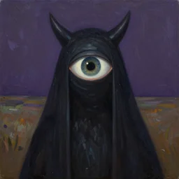 in the land of the blind, the one eyed man is king, cell shaded oil painting