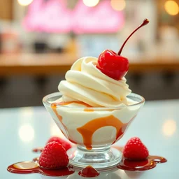 a sundae with one cherry on top