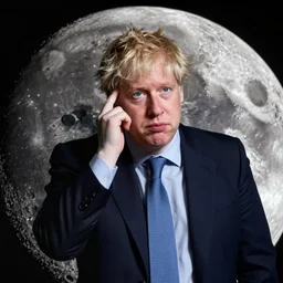 Boris Johnson looking confused while on the moon