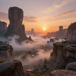 dreamy scenery of unrealistic alien landscape, by greg rutkowski, sunset, steam, 4 k, hdr