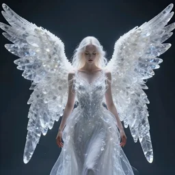 photo of an ethereal angel with crystal wings, highly detailed, 4k