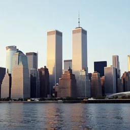 new york skyline in 1 9 8 1!! twin towers!! peaceful!!