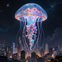 a city build on the inside of a massive jellyfish. detailed concept art, volumetric lighting, bioluminescent, cosmic horror. trending on artstation