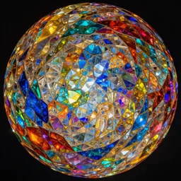 inside a sphere with colorful walls made of faceted crystals, interconnected, 360 degree view, dynamic lighting, 4k, HQ, hyper realistic, octane render, colorful, vibrant, venetian glass, amazing details, by james jean, brian froud, ross tran,  alphonse mucha