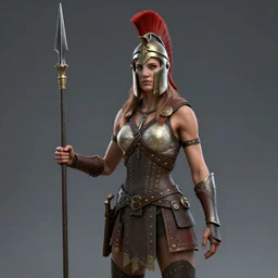 an spartan woman holding a spear, artstation, CGsociety, octane render, artstationHQ, detailed, unreal engine