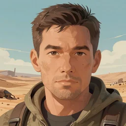 post - apocalyptic scavenger wandering through the wasteland, finely illustrated face, highly detailed, colored pencil, gainax, tankobon, in the style of ilya kuvshinov and yoshiyuki sadamoto