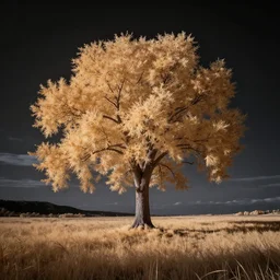 award winning infrared photography of andy lee, solitary tree, beautiful light, moody, dramatic lighting, rule of thirds, golden ratio