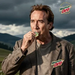 nicolas cage eating mountain dew cubes, commercial advertisement