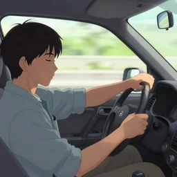 driver falls asleep at the wheel, myazaki