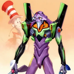 Neon Genesis Evangelion in the style of dr.seuss