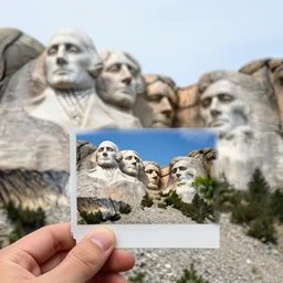 dwayne johnson as a face on mount rushmore, handheld photograph