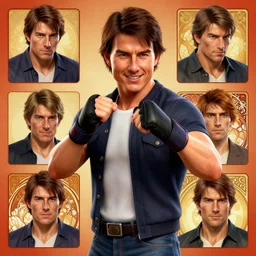tom cruise as a street fighter character, cg animation, capcom, realistic, character select portrait, by artgerm, greg rutkowski, alphonse mucha, 3 d