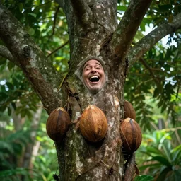 of the coco tree ( of the coco tree ),, silly, laughing, highly detailed vfx, cinematic, volumetric lighting,