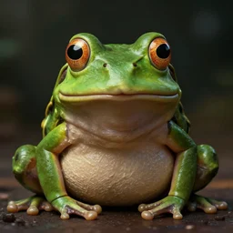 hyperrealistic mixed media image of a ( frog ) whose head resembles alex jones, stunning 3 d render inspired art by greg rutkowski and xiang duan and thomas eakes, perfect symmetry, flesh texture, realistic, highly detailed attributes and atmosphere, dim volumetric cinematic lighting, 8 k octane detailed render, post - processing, masterpiece,