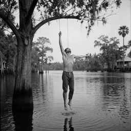 the song of the hanging man, southern gothic, photograph by diane arbus, bayou