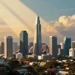 abstract vector graphic of manila skyline, very very very very very amazing digital art