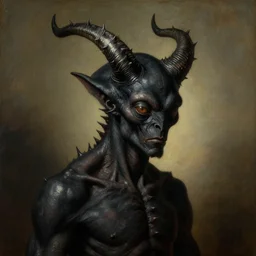 portrait of black alien demon with spinal ribbed spiky horns by hieronymus bosch, soft grainy bloom lucid dream - like atmosphere, harsh flash photo, baroque portrait painting, perfect composition, detailed octane render trending on artstation, 8 k artistic photography, volumetric cinematic perfect light, chiaroscuro, masterpiece, raphael, caravaggio, beksinski, rutkowski, beeple