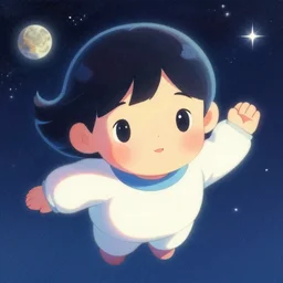 dithered portrait of a young girl floating in space, colorful, cute face by ( ( mai yoneyama ) ), ilya kuvshinov, makoto shinkai, katsura masakazu, dynamic pose, mads berg, kyoani, rounded eyes, illustration, anime poster, anime visual, halftone shading
