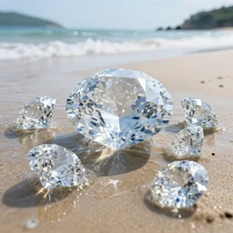 huge diamonds in the water at the beach