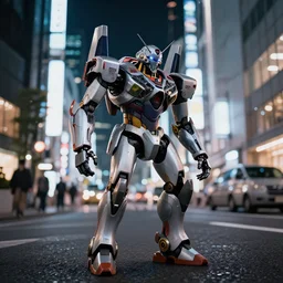 A photograph of a Cyborg exploring Tokyo at night