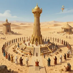 desert festival called the sacrifice that occurs every ten years, during this event all members of society must make sacrifices on a large altar, fantasy art illustration, highly detailed and intricate