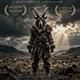 gritty arthouse cinema poster showing a krampus