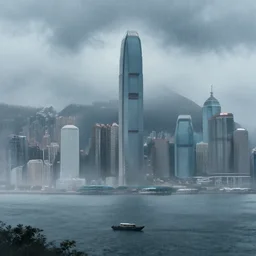 beautiful illustration of hong kong in the rain and fog, trending on pixiv, artstation