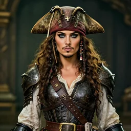 beautiful pirate queen with ornate armour, highly detailed, 4k, HDR, smooth, sharp focus, hyper realistic, high resolution, award-winning photo