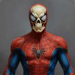 ultra realistic portrait painting of skeletor as spiderman, art by frank frazetta, 4 k, ultra realistic, highly detailed, epic lighting