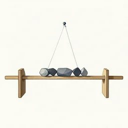 a physics diagram of a beam supported on both ends with a load in the middle