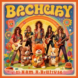 1960s Psychedelic concert poster for a rock band of cute animals