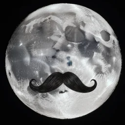 futuristic portrait of the moon with mustache