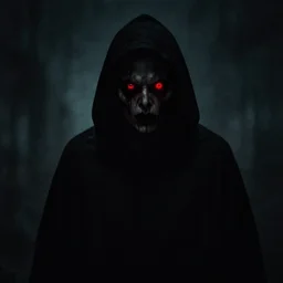 shadowy figure with red eyes, scary, creepy, horror